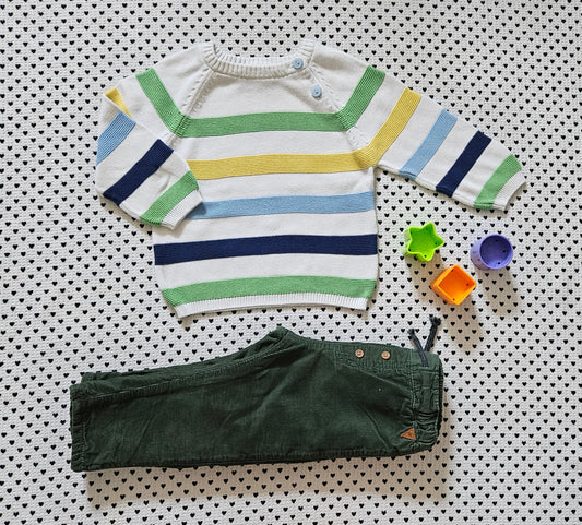 Minis Junge | Set: Strickpullover von Ergee und Cordhose von H&M, Gr. 80