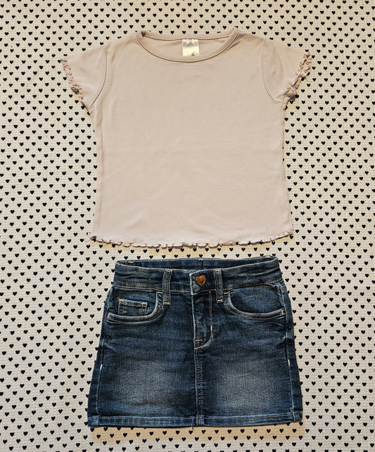 Minis Mädchen | Set: T-Shirt und Jeansjupe, Gr. 92