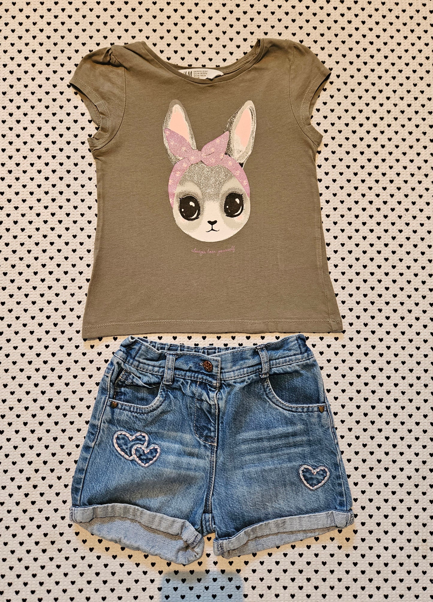 Kids | Mädchen | Set: T-Shirt und Jeansshorts, Gr. 92/98