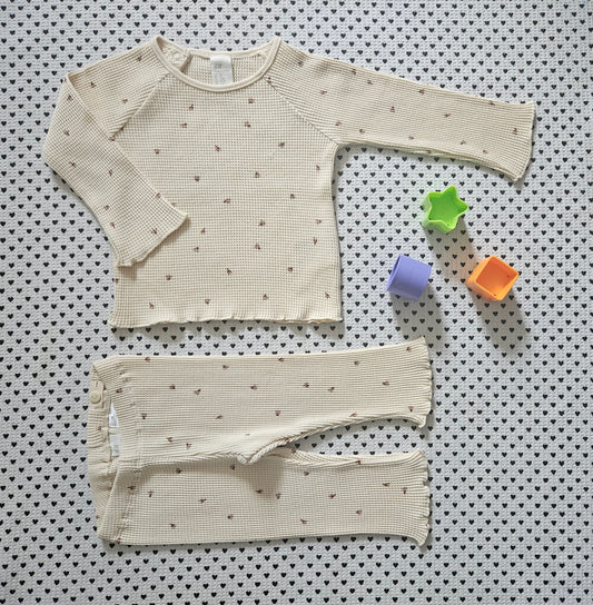 Minis Mädchen | Set: Langarmshirt und Leggings von H&M, Gr. 68/74